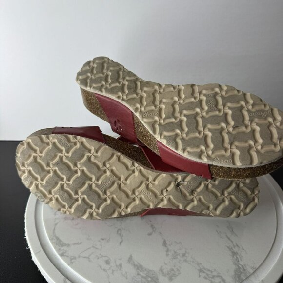 Yokono Red Leather Cut Out Sandals Slide Casual Cork Womens Size 7.5 VGUC‎ - Picture 6 of 6